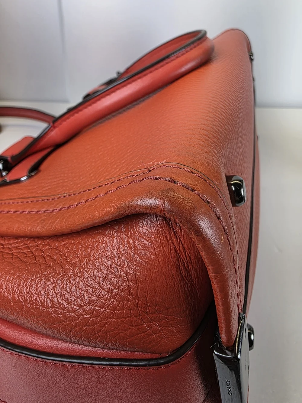 Coach Swager 27 Orange Leather Satchel Handbag Crossbody Bag